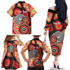 Dolphins NAIDOC Week 2026 Personalised Family Matching Off The Shoulder Long Sleeve Dress and Hawaiian Shirt 50 Years of Deadly Aboriginal Art