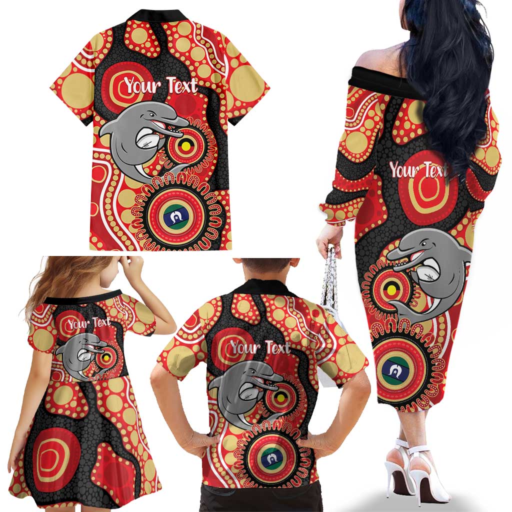 Dolphins NAIDOC Week 2026 Personalised Family Matching Off The Shoulder Long Sleeve Dress and Hawaiian Shirt 50 Years of Deadly Aboriginal Art