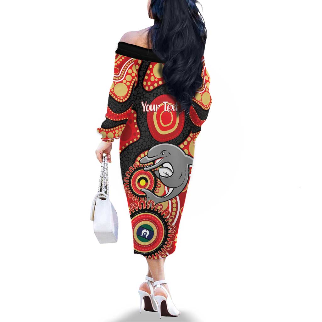 Dolphins NAIDOC Week 2026 Personalised Family Matching Off The Shoulder Long Sleeve Dress and Hawaiian Shirt 50 Years of Deadly Aboriginal Art