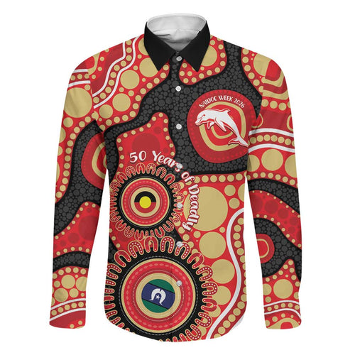 Dolphins NAIDOC Week 2026 Personalised Family Matching Off Shoulder Maxi Dress and Hawaiian Shirt 50 Years of Deadly Aboriginal Art