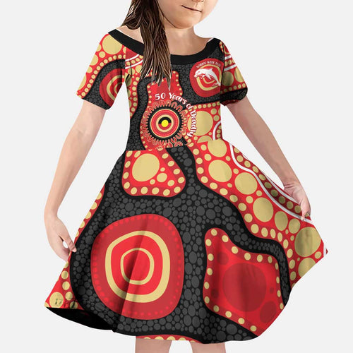 Dolphins NAIDOC Week 2026 Personalised Family Matching Off Shoulder Short Dress and Hawaiian Shirt 50 Years of Deadly Aboriginal Art