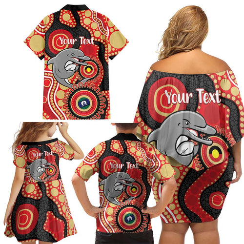 Dolphins NAIDOC Week 2026 Personalised Family Matching Off Shoulder Short Dress and Hawaiian Shirt 50 Years of Deadly Aboriginal Art
