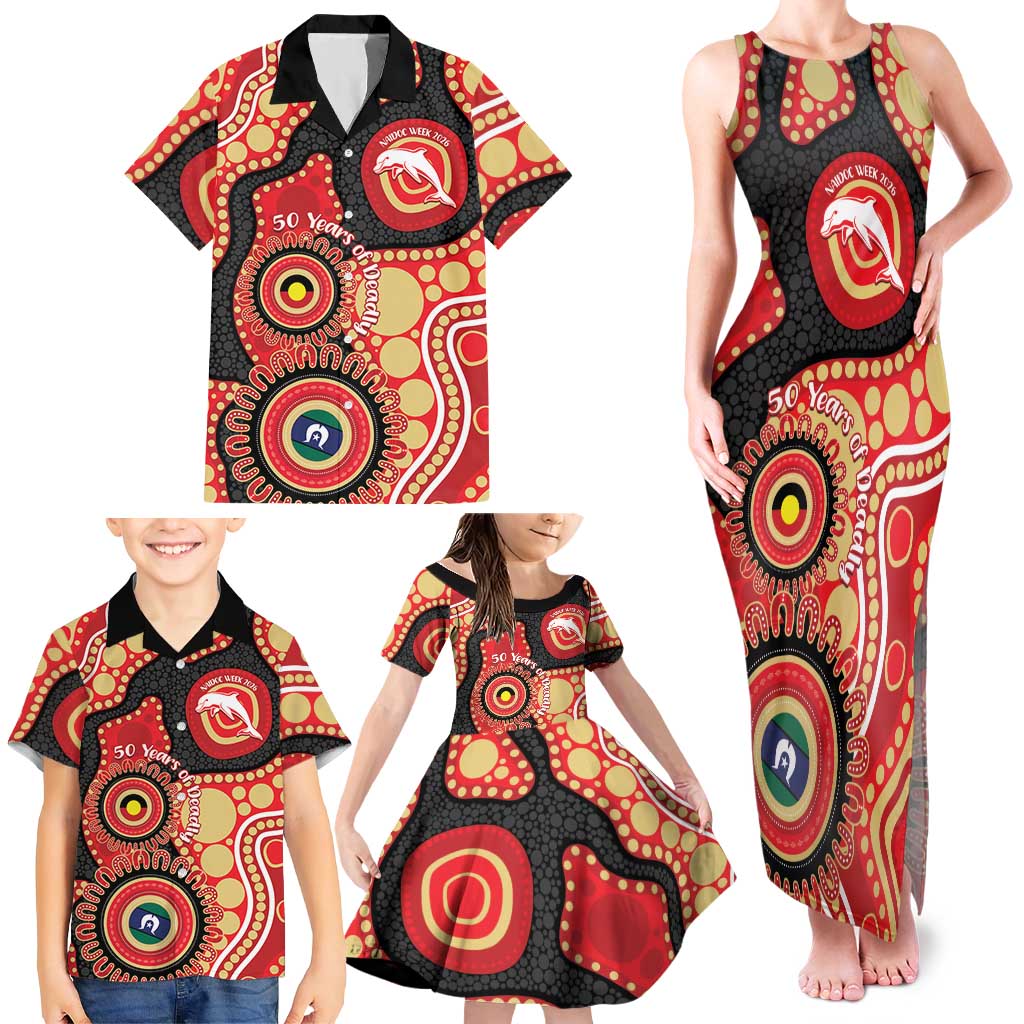 Dolphins NAIDOC Week 2026 Personalised Family Matching Tank Maxi Dress and Hawaiian Shirt 50 Years of Deadly Aboriginal Art