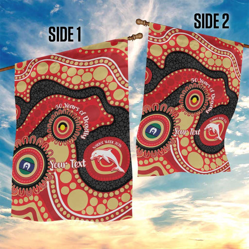 Dolphins NAIDOC Week 2026 Personalised Garden Flag 50 Years of Deadly Aboriginal Art