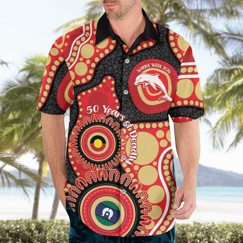Dolphins NAIDOC Week 2026 Personalised Hawaiian Shirt 50 Years of Deadly Aboriginal Art