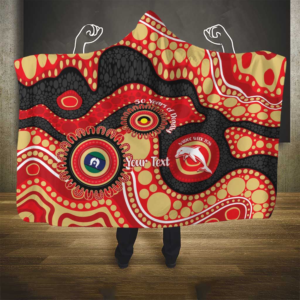 Dolphins NAIDOC Week 2026 Personalised Hooded Blanket 50 Years of Deadly Aboriginal Art