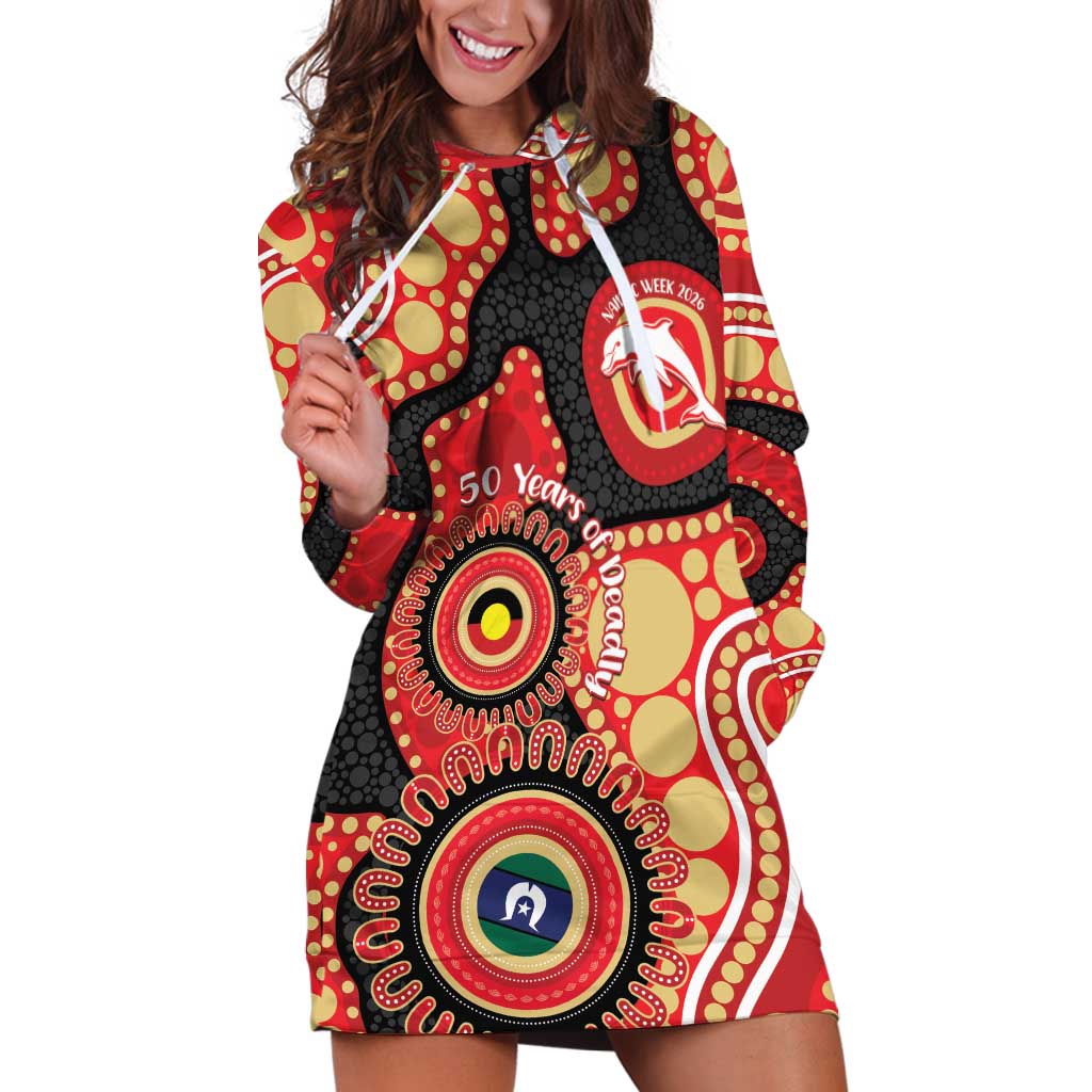 Dolphins NAIDOC Week 2026 Personalised Hoodie Dress 50 Years of Deadly Aboriginal Art