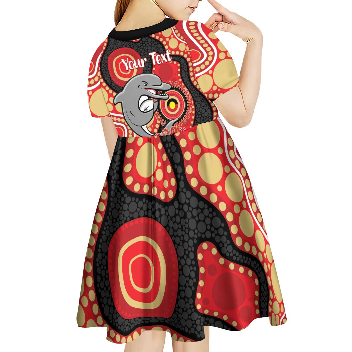 Dolphins NAIDOC Week 2026 Personalised Kid Short Sleeve Dress 50 Years of Deadly Aboriginal Art