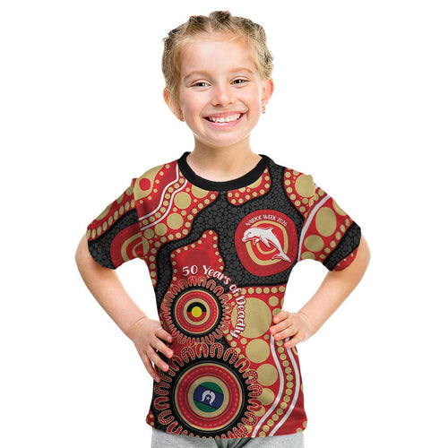 Dolphins NAIDOC Week 2026 Personalised Kid T Shirt 50 Years of Deadly Aboriginal Art