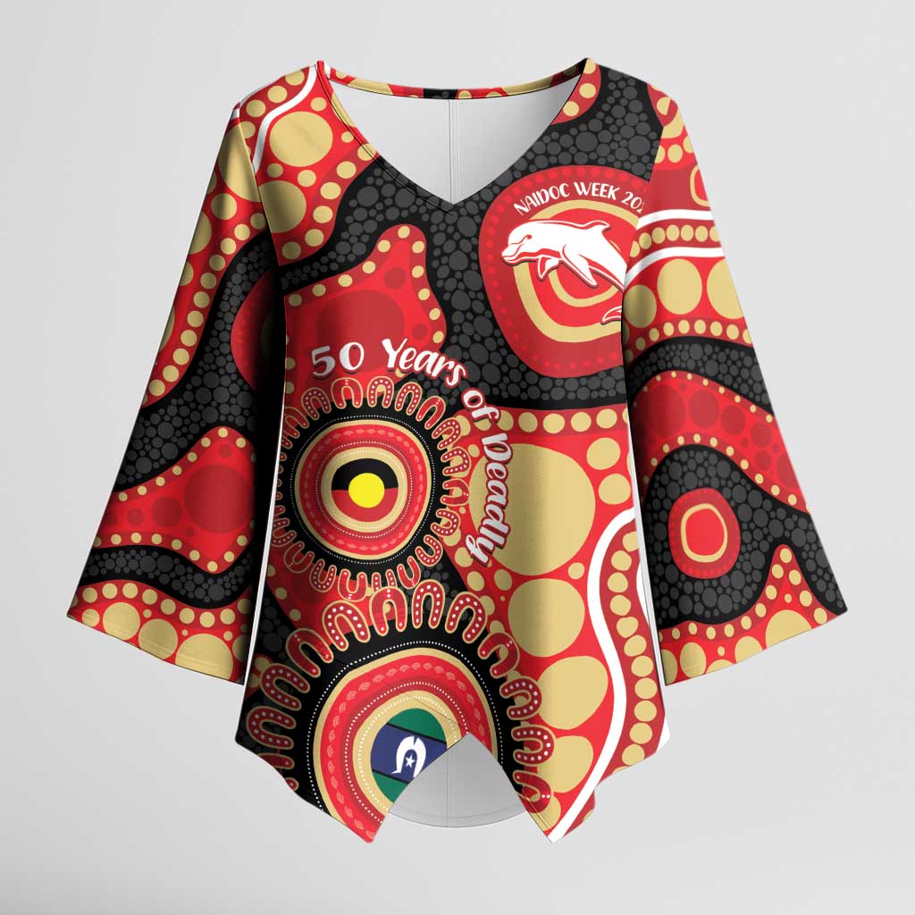 Dolphins NAIDOC Week 2026 Personalised Kimono Sleeve Blouse 50 Years of Deadly Aboriginal Art