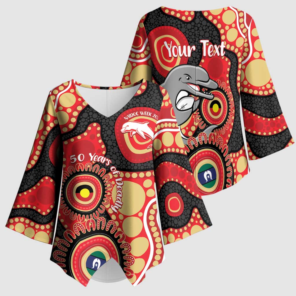 Dolphins NAIDOC Week 2026 Personalised Kimono Sleeve Blouse 50 Years of Deadly Aboriginal Art