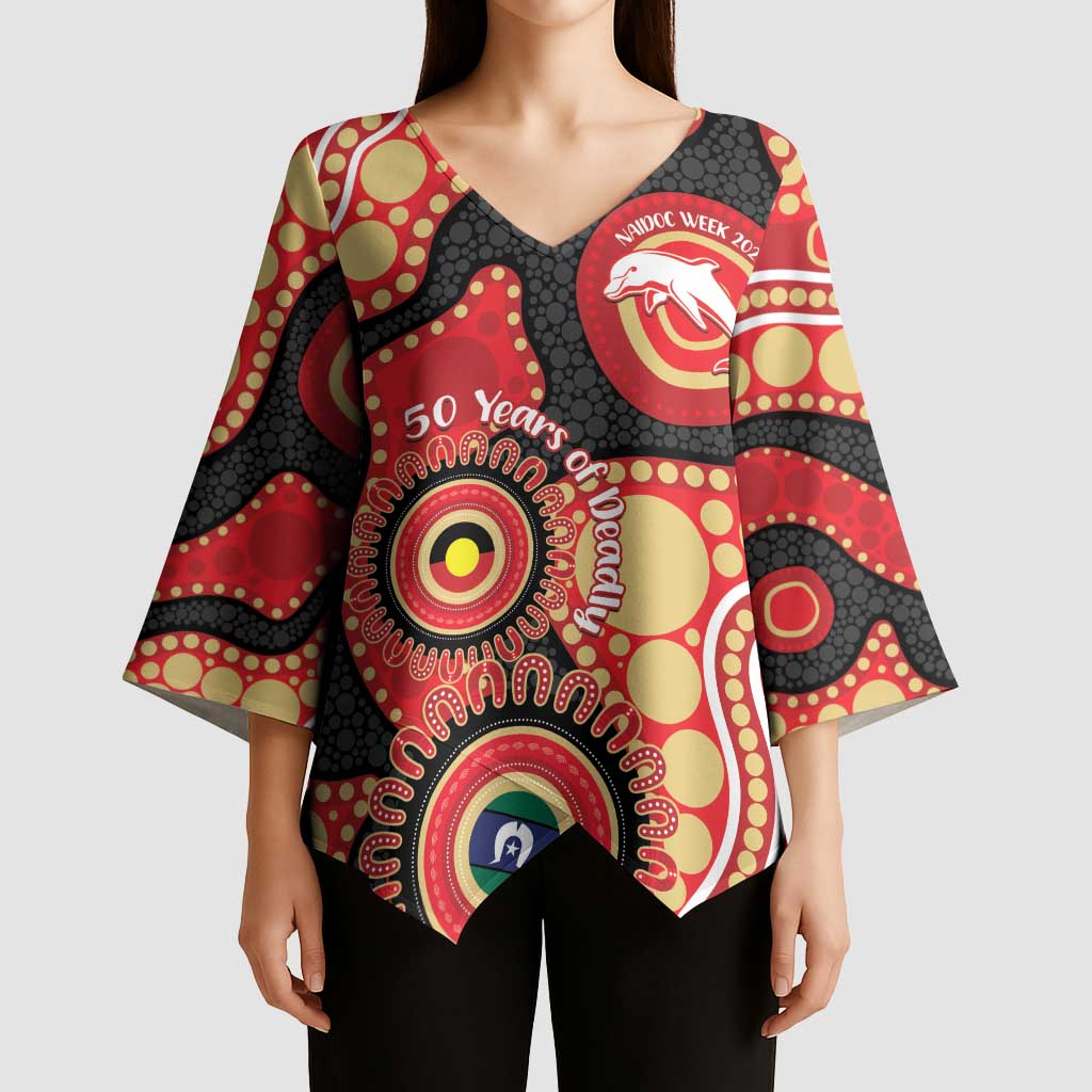Dolphins NAIDOC Week 2026 Personalised Kimono Sleeve Blouse 50 Years of Deadly Aboriginal Art