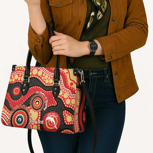 Dolphins NAIDOC Week 2026 Personalised Leather Bag 50 Years of Deadly Aboriginal Art