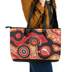 Dolphins NAIDOC Week 2026 Personalised Leather Tote Bag 50 Years of Deadly Aboriginal Art