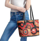 Dolphins NAIDOC Week 2026 Personalised Leather Tote Bag 50 Years of Deadly Aboriginal Art