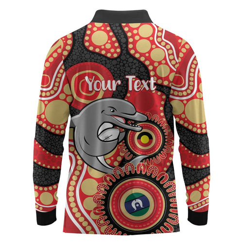 Dolphins NAIDOC Week 2026 Personalised Long Sleeve Polo Shirt 50 Years of Deadly Aboriginal Art
