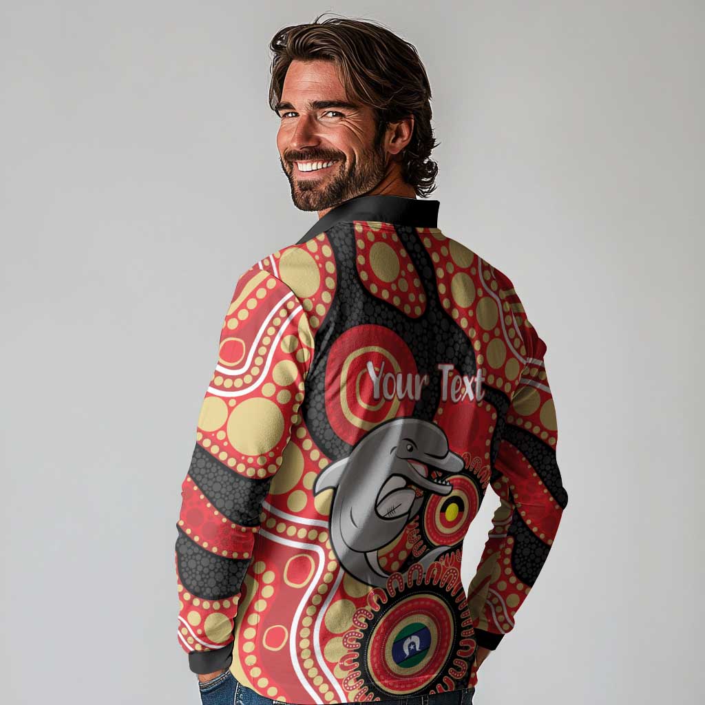 Dolphins NAIDOC Week 2026 Personalised Long Sleeve Polo Shirt 50 Years of Deadly Aboriginal Art