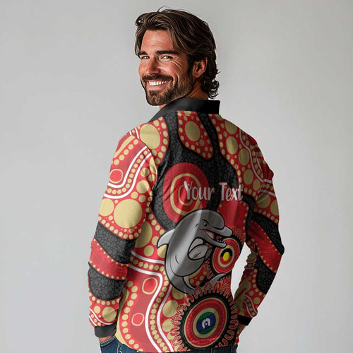 Dolphins NAIDOC Week 2026 Personalised Long Sleeve Polo Shirt 50 Years of Deadly Aboriginal Art
