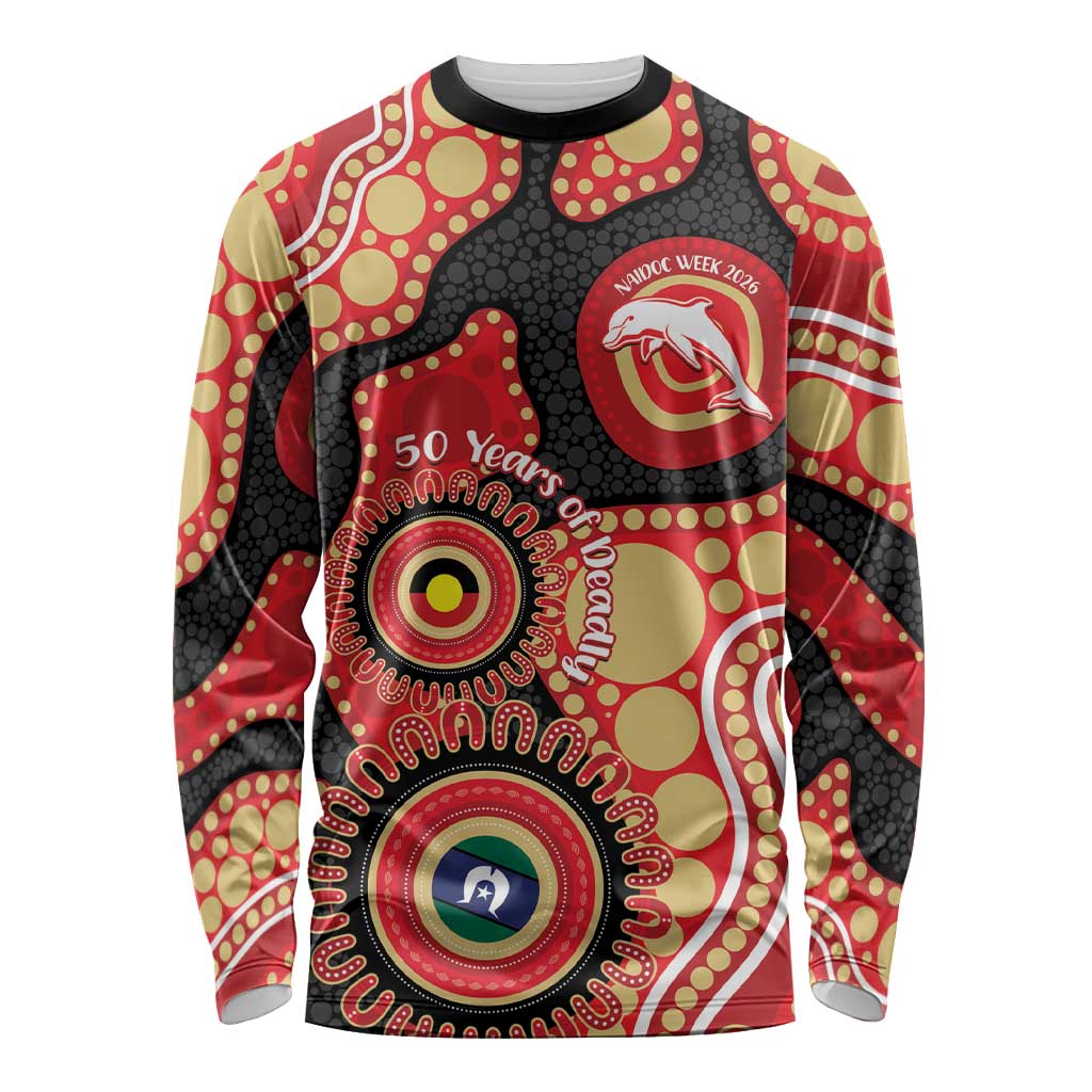 Dolphins NAIDOC Week 2026 Personalised Long Sleeve Shirt 50 Years of Deadly Aboriginal Art
