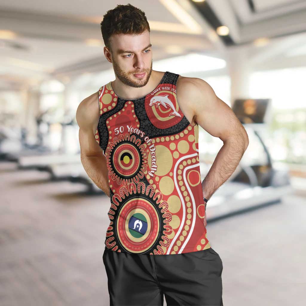 Dolphins NAIDOC Week 2026 Personalised Men Tank Top 50 Years of Deadly Aboriginal Art