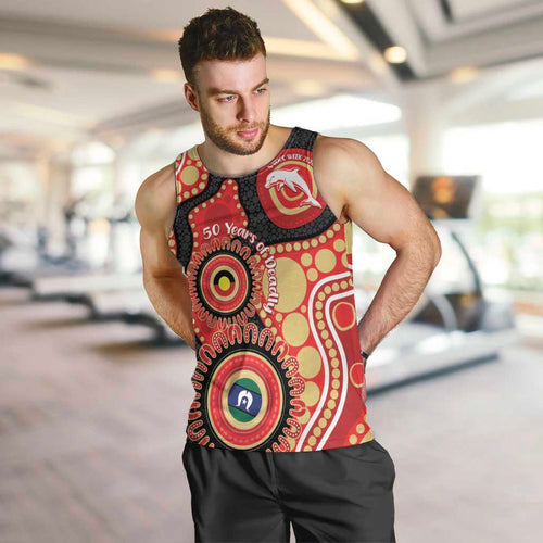 Dolphins NAIDOC Week 2026 Personalised Men Tank Top 50 Years of Deadly Aboriginal Art
