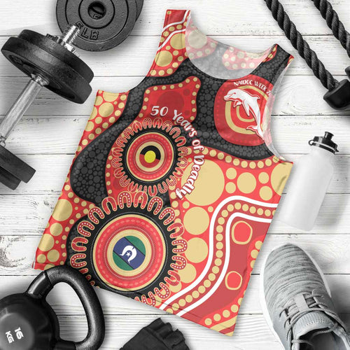 Dolphins NAIDOC Week 2026 Personalised Men Tank Top 50 Years of Deadly Aboriginal Art