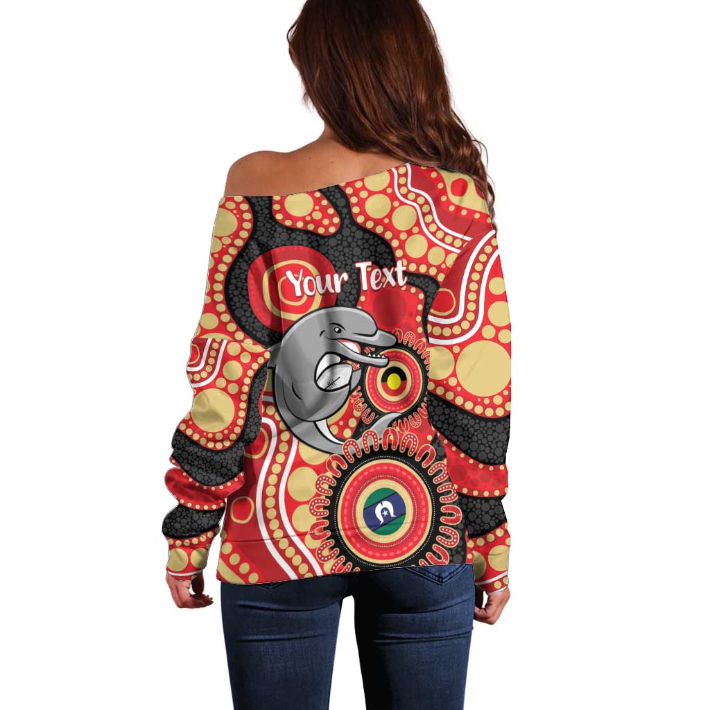 Dolphins NAIDOC Week 2026 Personalised Off Shoulder Sweater 50 Years of Deadly Aboriginal Art