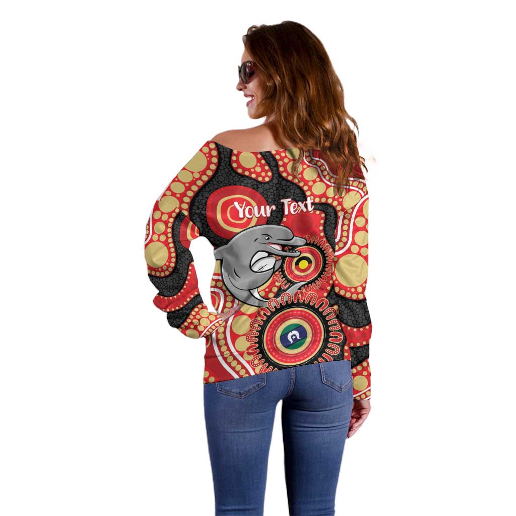Dolphins NAIDOC Week 2026 Personalised Off Shoulder Sweater 50 Years of Deadly Aboriginal Art