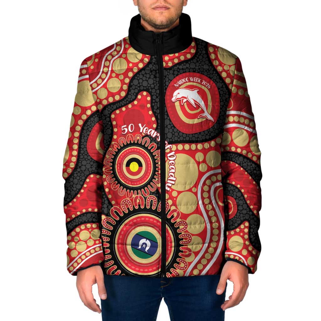 Dolphins NAIDOC Week 2026 Personalised Padded Jacket 50 Years of Deadly Aboriginal Art