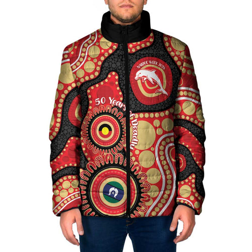 Dolphins NAIDOC Week 2026 Personalised Padded Jacket 50 Years of Deadly Aboriginal Art