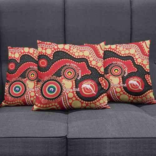 Dolphins NAIDOC Week 2026 Personalised Pillow Cover 50 Years of Deadly Aboriginal Art