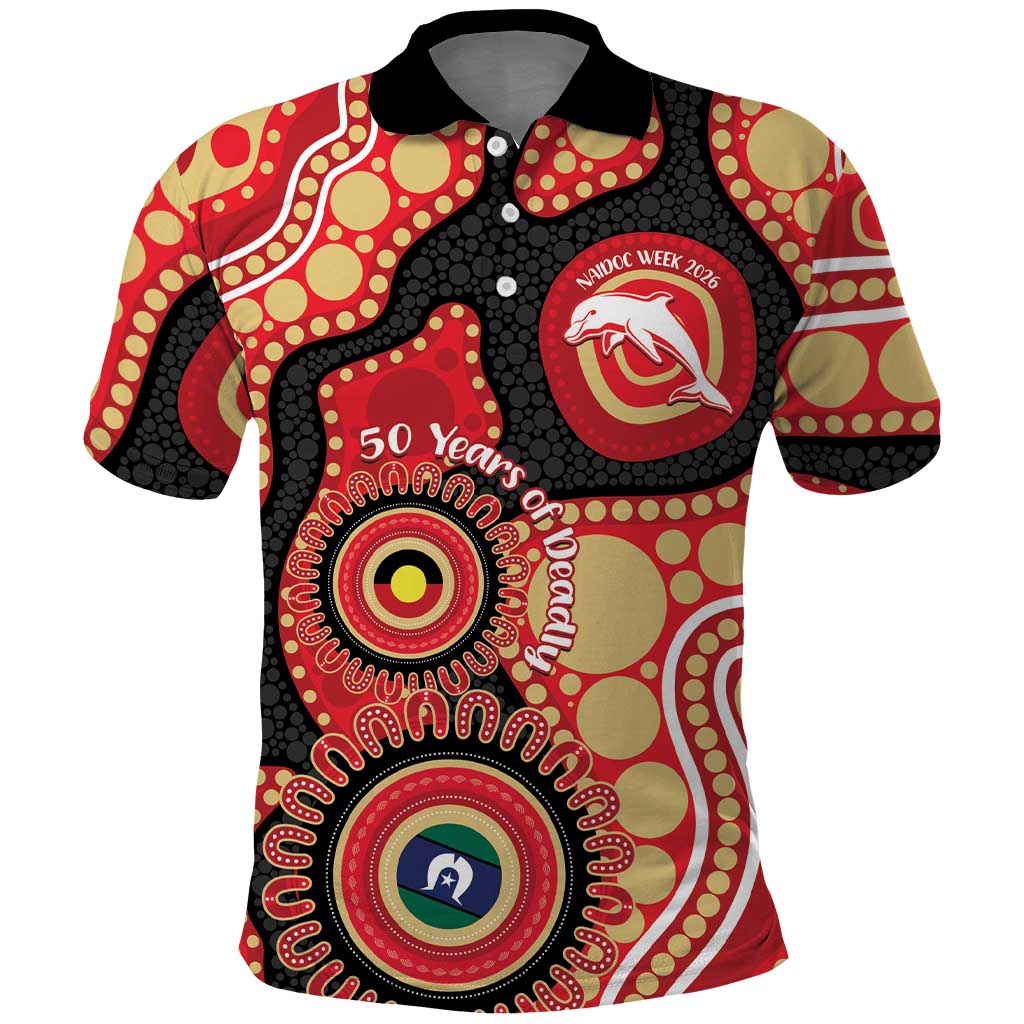 Dolphins NAIDOC Week 2026 Personalised Polo Shirt 50 Years of Deadly Aboriginal Art