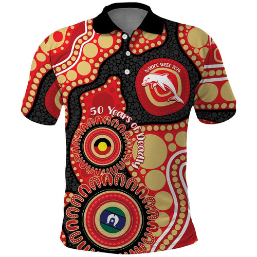 Dolphins NAIDOC Week 2026 Personalised Polo Shirt 50 Years of Deadly Aboriginal Art
