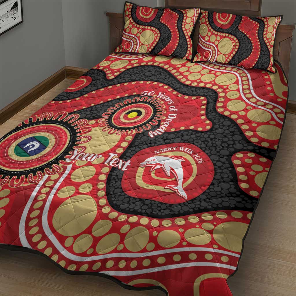 Dolphins NAIDOC Week 2026 Personalised Quilt Bed Set 50 Years of Deadly Aboriginal Art