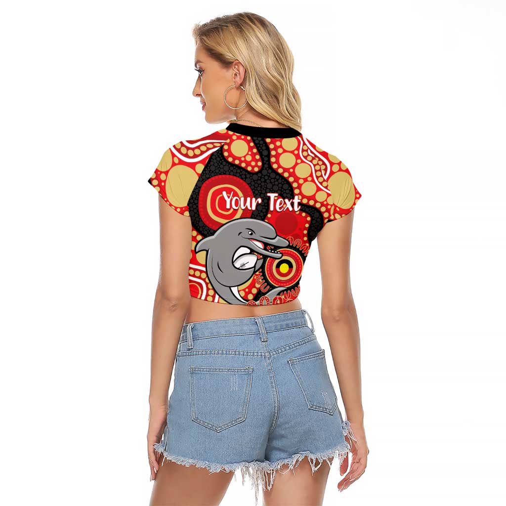 Dolphins NAIDOC Week 2026 Personalised Raglan Cropped T Shirt 50 Years of Deadly Aboriginal Art