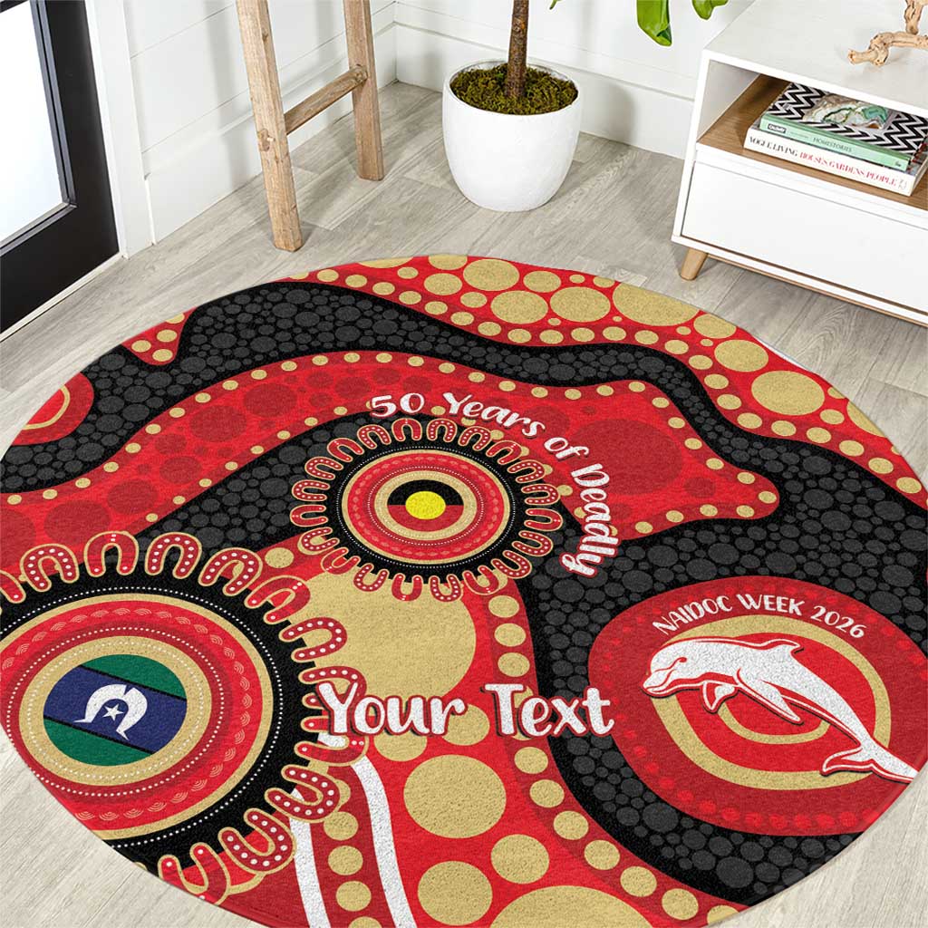 Dolphins NAIDOC Week 2026 Personalised Round Carpet 50 Years of Deadly Aboriginal Art