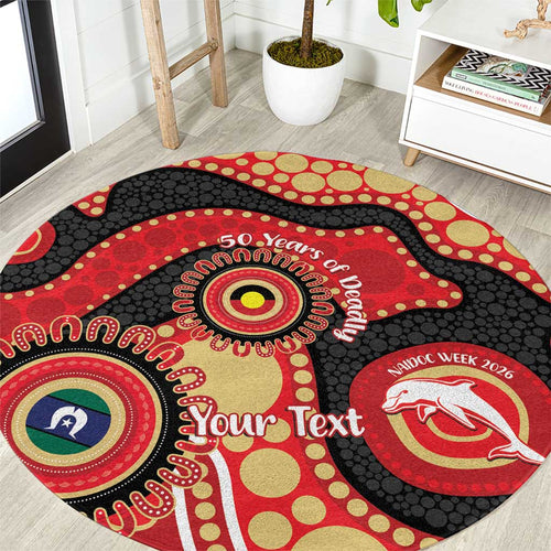 Dolphins NAIDOC Week 2026 Personalised Round Carpet 50 Years of Deadly Aboriginal Art