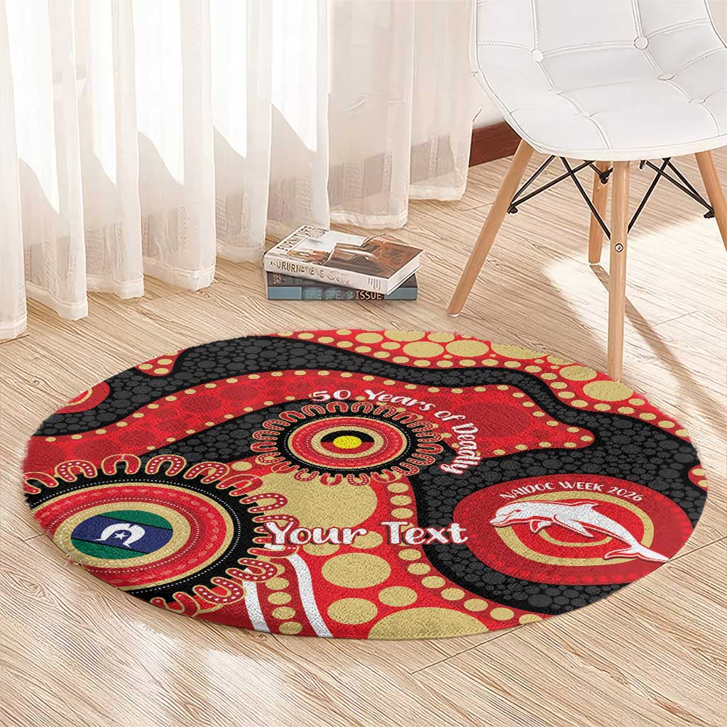 Dolphins NAIDOC Week 2026 Personalised Round Carpet 50 Years of Deadly Aboriginal Art