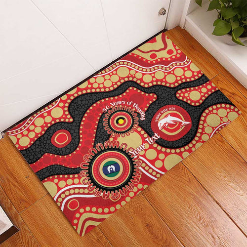 Dolphins NAIDOC Week 2026 Personalised Rubber Doormat 50 Years of Deadly Aboriginal Art