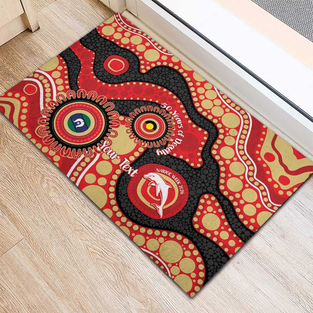 Dolphins NAIDOC Week 2026 Personalised Rubber Doormat 50 Years of Deadly Aboriginal Art
