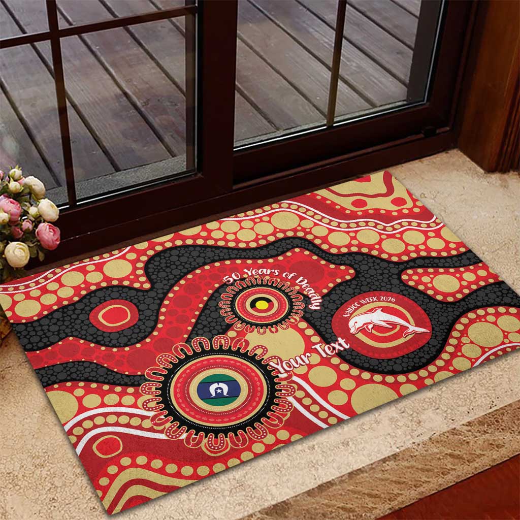 Dolphins NAIDOC Week 2026 Personalised Rubber Doormat 50 Years of Deadly Aboriginal Art