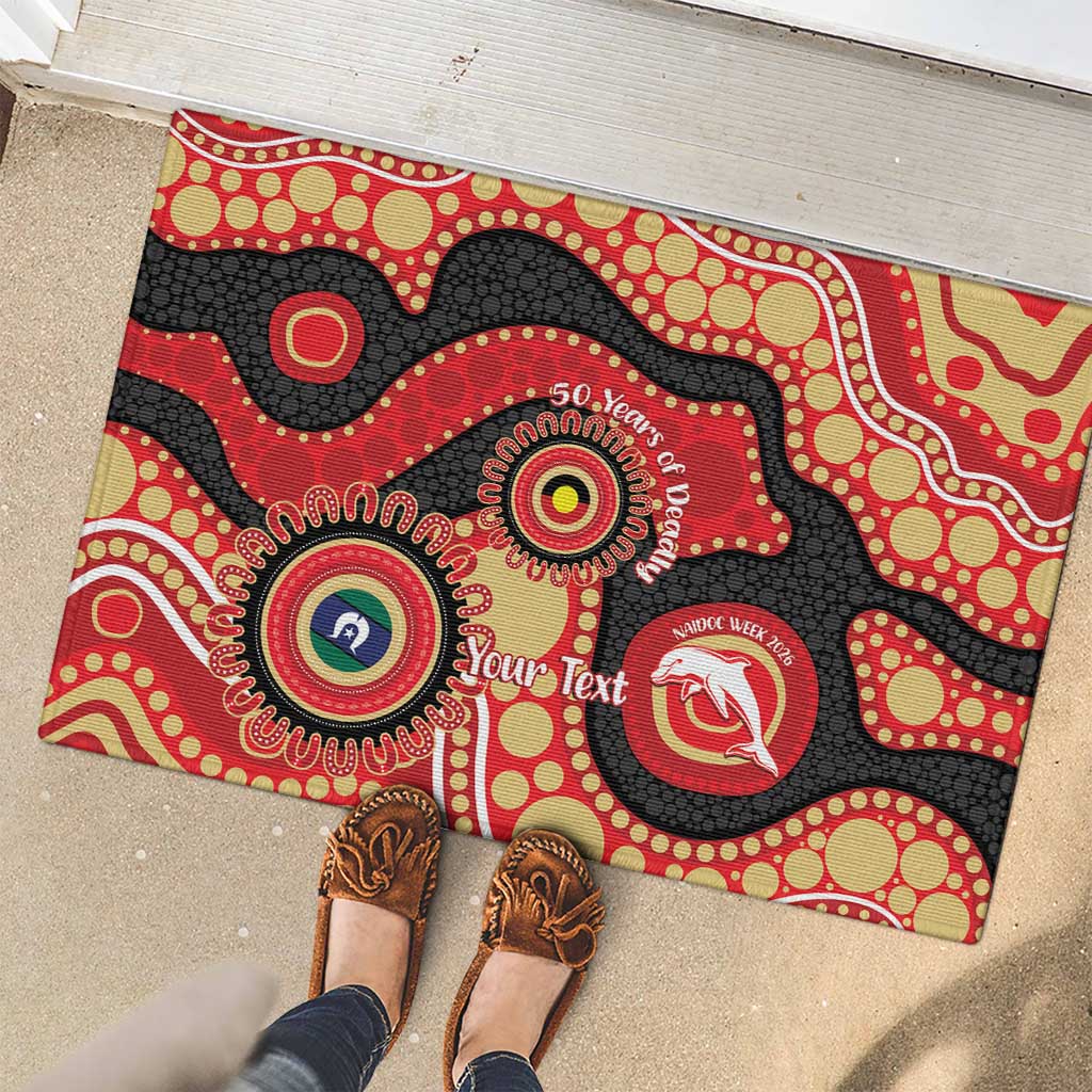 Dolphins NAIDOC Week 2026 Personalised Rubber Doormat 50 Years of Deadly Aboriginal Art