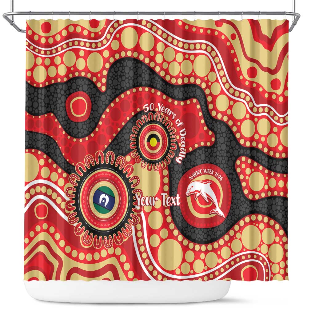 Dolphins NAIDOC Week 2026 Personalised Shower Curtain 50 Years of Deadly Aboriginal Art