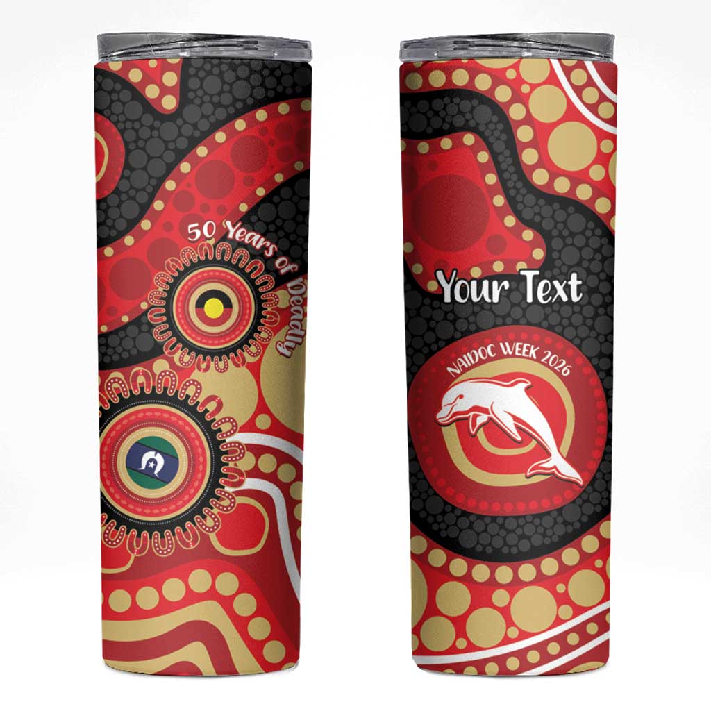 Dolphins NAIDOC Week 2026 Personalised Skinny Tumbler 50 Years of Deadly Aboriginal Art