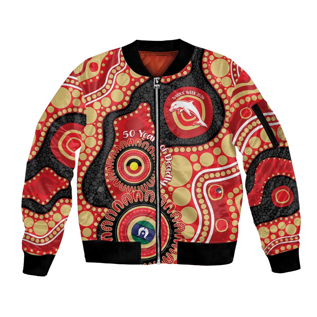 Dolphins NAIDOC Week 2026 Personalised Sleeve Zip Bomber Jacket 50 Years of Deadly Aboriginal Art