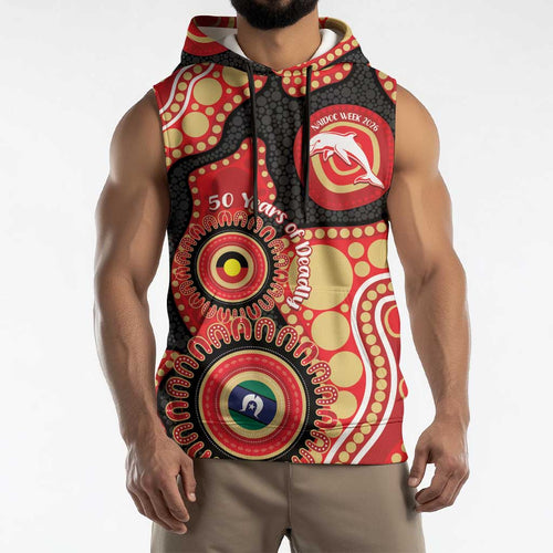 Dolphins NAIDOC Week 2026 Personalised Sleeveless Hoodie 50 Years of Deadly Aboriginal Art