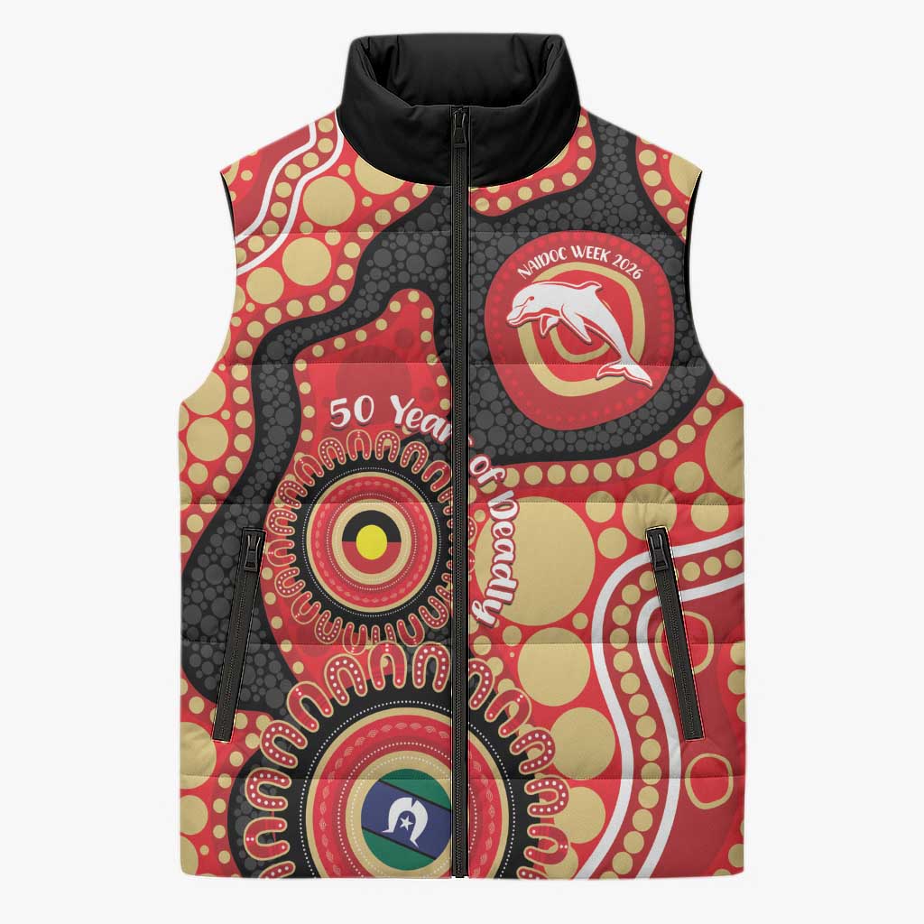 Dolphins NAIDOC Week 2026 Personalised Sleeveless Puffer Jacket 50 Years of Deadly Aboriginal Art