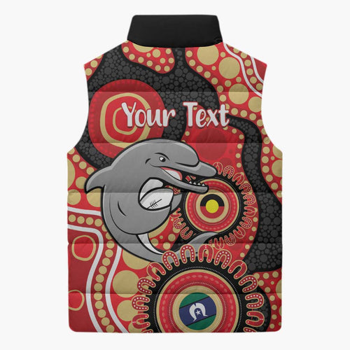 Dolphins NAIDOC Week 2026 Personalised Sleeveless Puffer Jacket 50 Years of Deadly Aboriginal Art