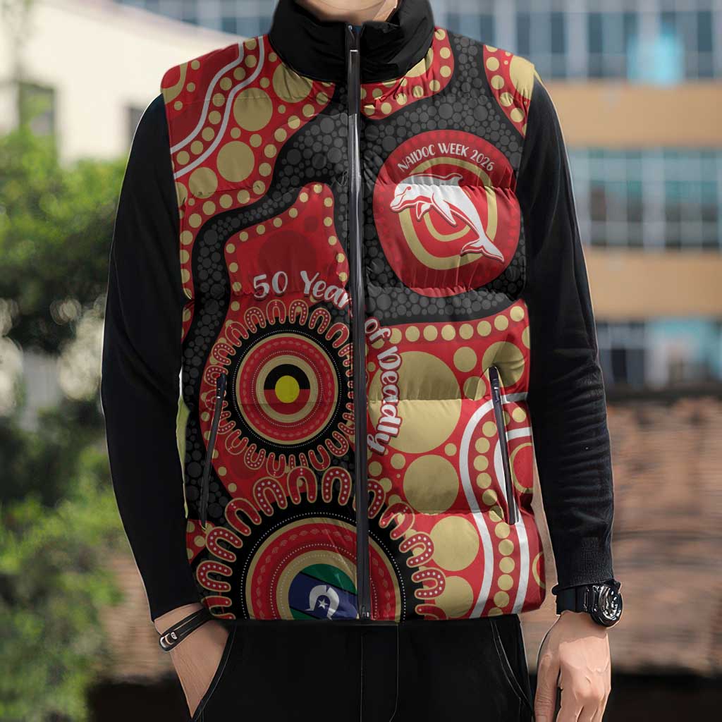 Dolphins NAIDOC Week 2026 Personalised Sleeveless Puffer Jacket 50 Years of Deadly Aboriginal Art