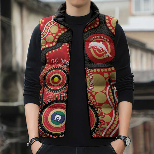 Dolphins NAIDOC Week 2026 Personalised Sleeveless Puffer Jacket 50 Years of Deadly Aboriginal Art